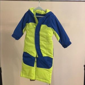 L L bean Snowsuit 6- 12 months.  It has grow cuffs